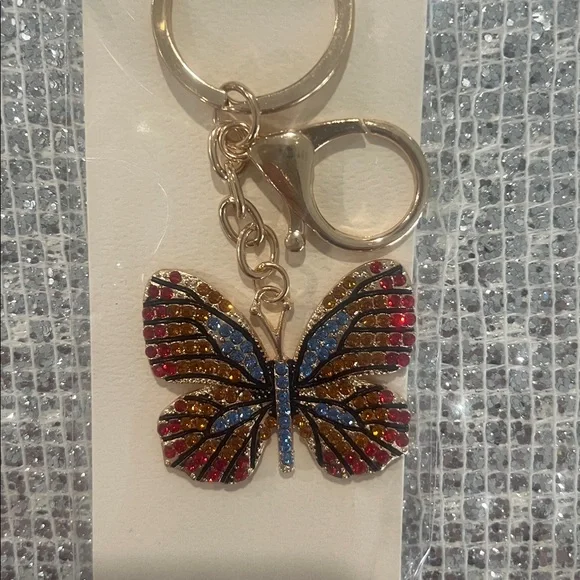 Butterfly Rhinestone Keychain - Multicolor - Picture 2 of 3